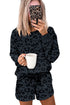 Leopard Long Sleeve Satin Tie Shorts Two Piece Set